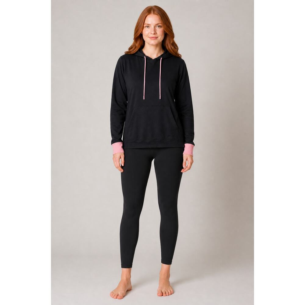 Jambys House Hoodie Black Flamingo Pink Unisex Small New Loungewear PJs Modal